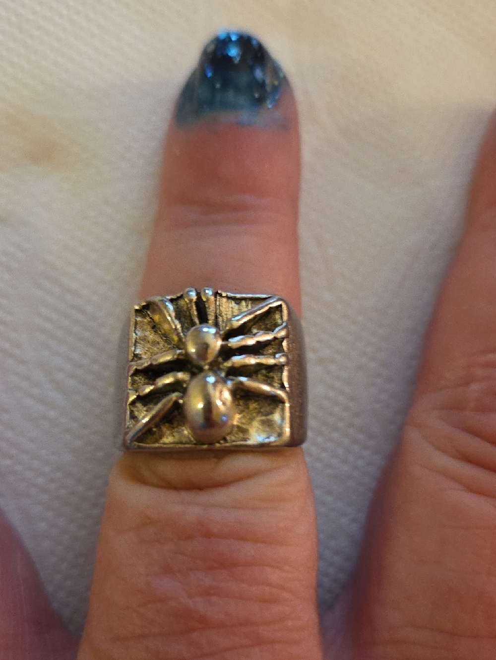 Silver-Tone Square Spider Ring